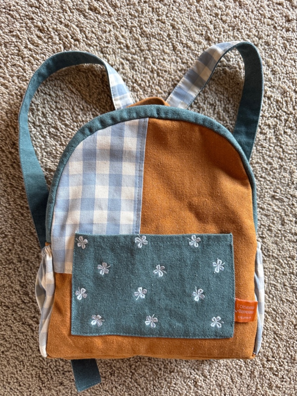 L’oiseau Bateau Crēateur Kids CottonPatchwork Floral Mini Backpack - Teal & Rust